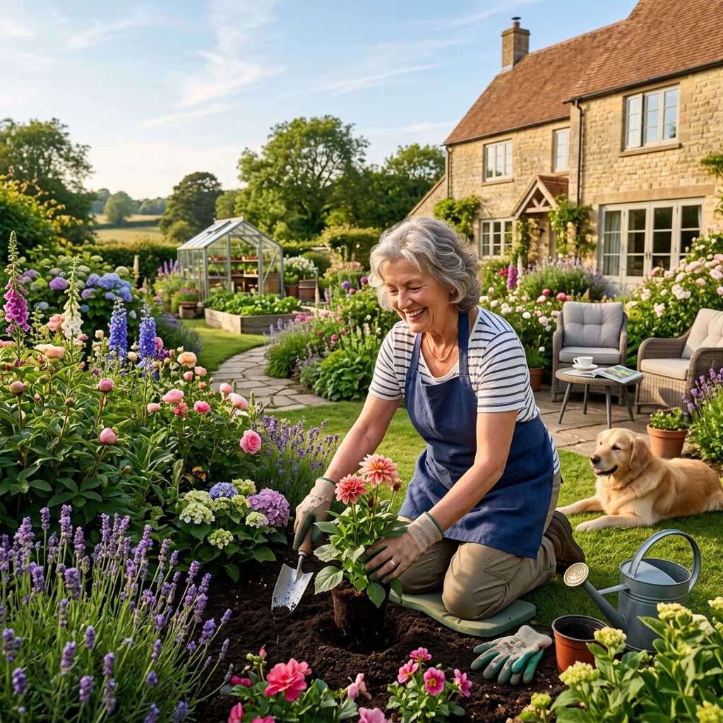 Senior enjoying gardening